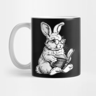 Cute Easter Rabbit Reading Bunny With Glasses Happy Easte Mug